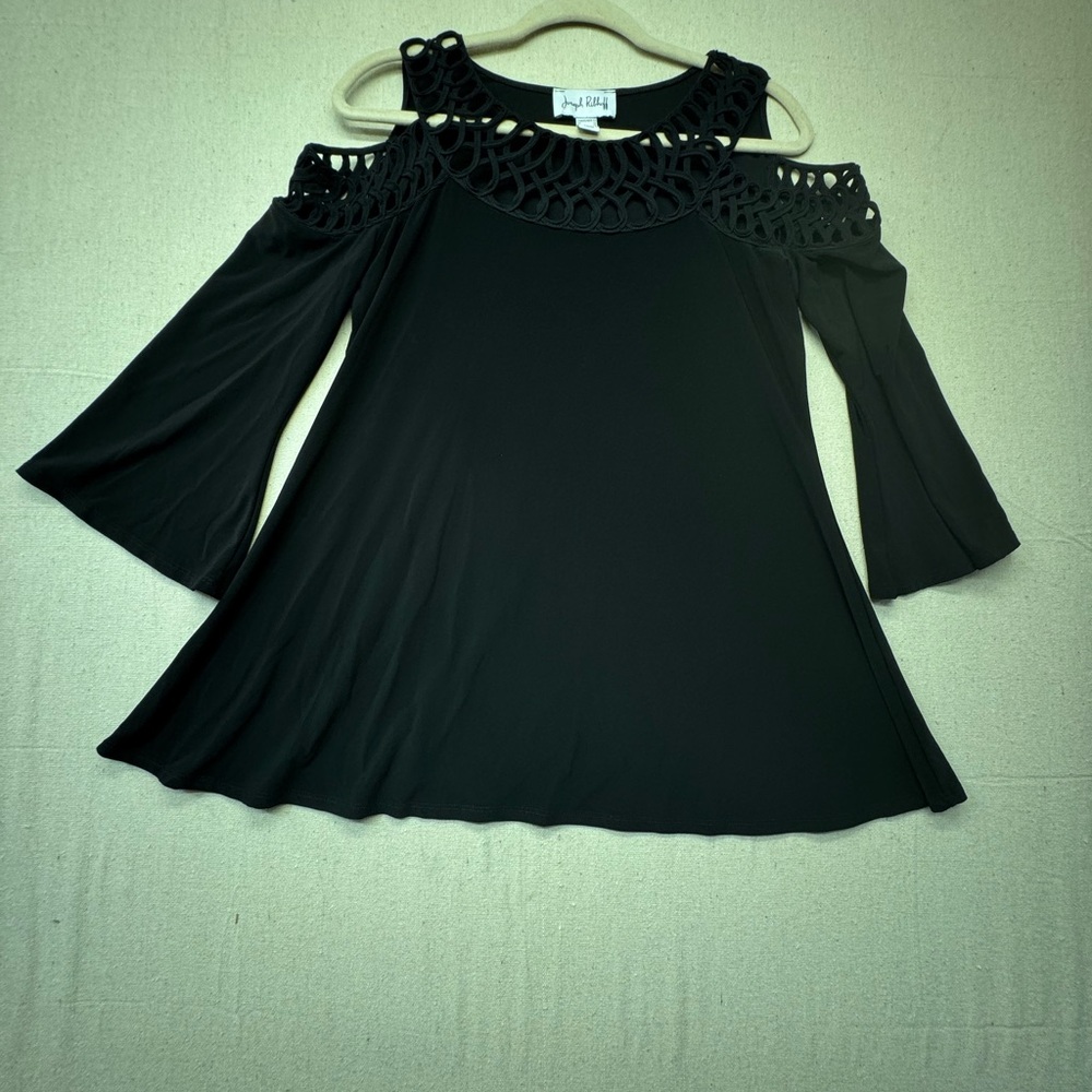 Joseph Ribkoff Black Cutout Shoulder Top